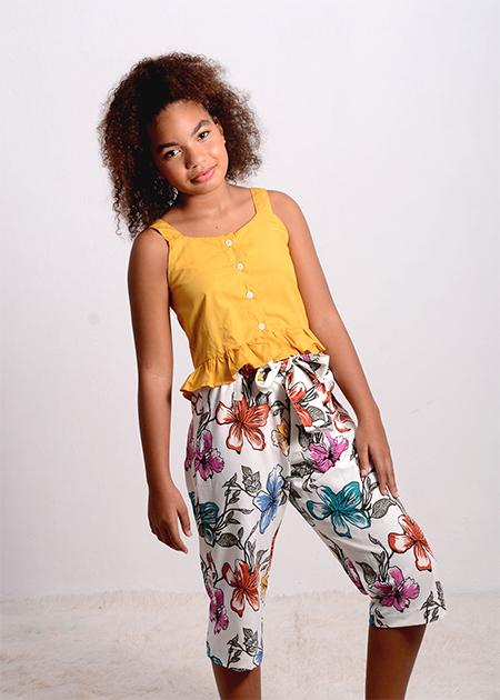 SHORT BLOUSE AND HIGH WAIST PANTS SET